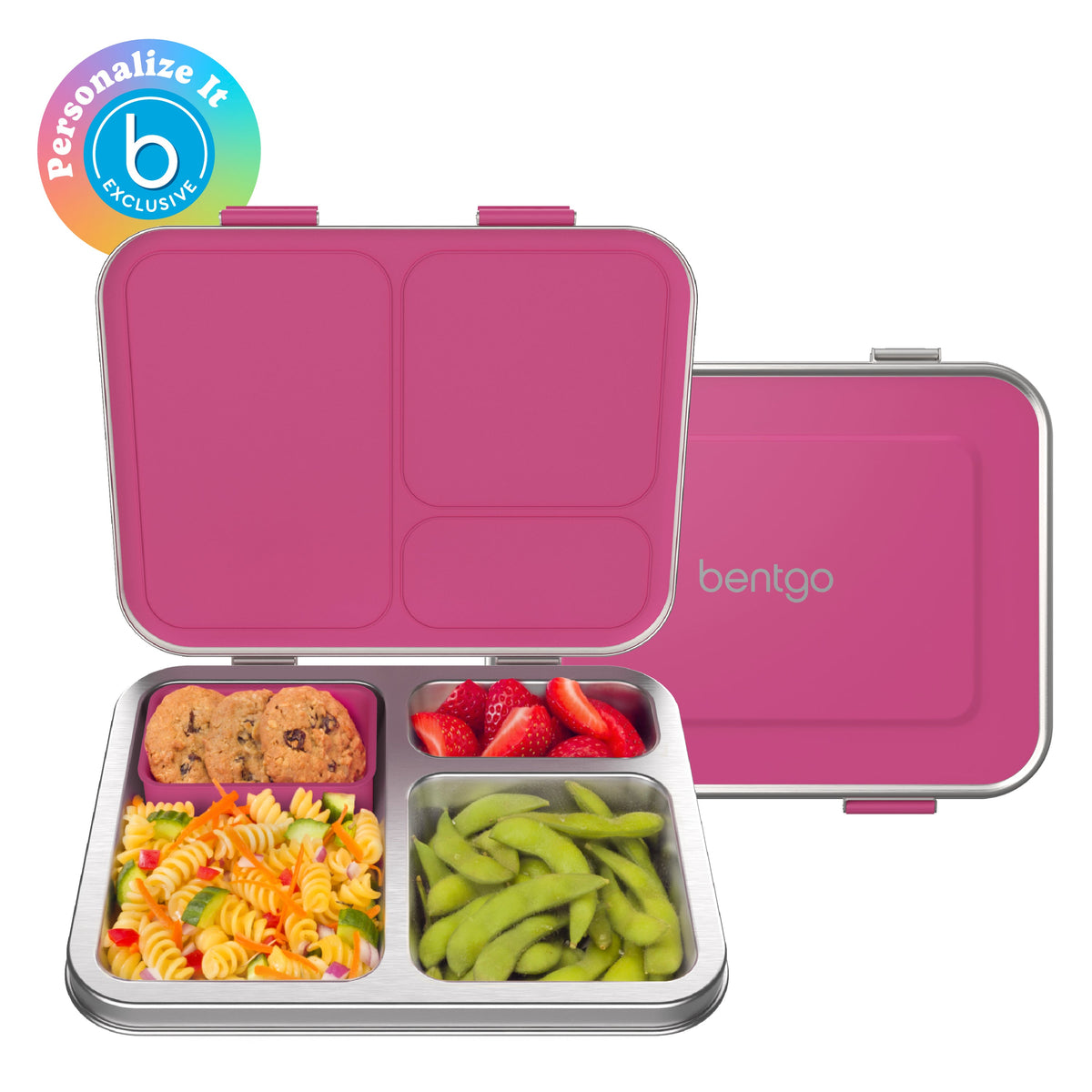 Bentgo Kids Stainless Steel Lunch Box - Fuchsia (Personalized)