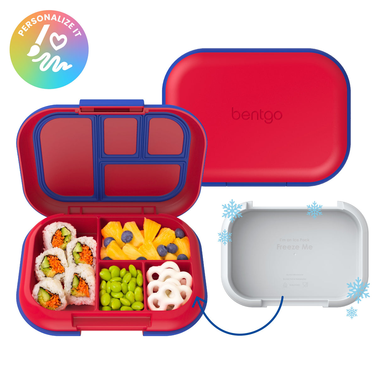 Bentgo Chill Kids Lunch Box - Red/Royal (Personalized)