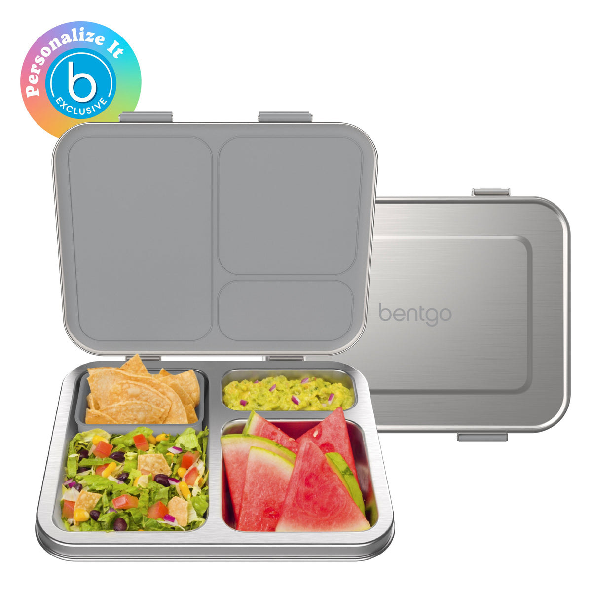 Bentgo Kids Stainless Steel Lunch Box - Silver (Personalized)