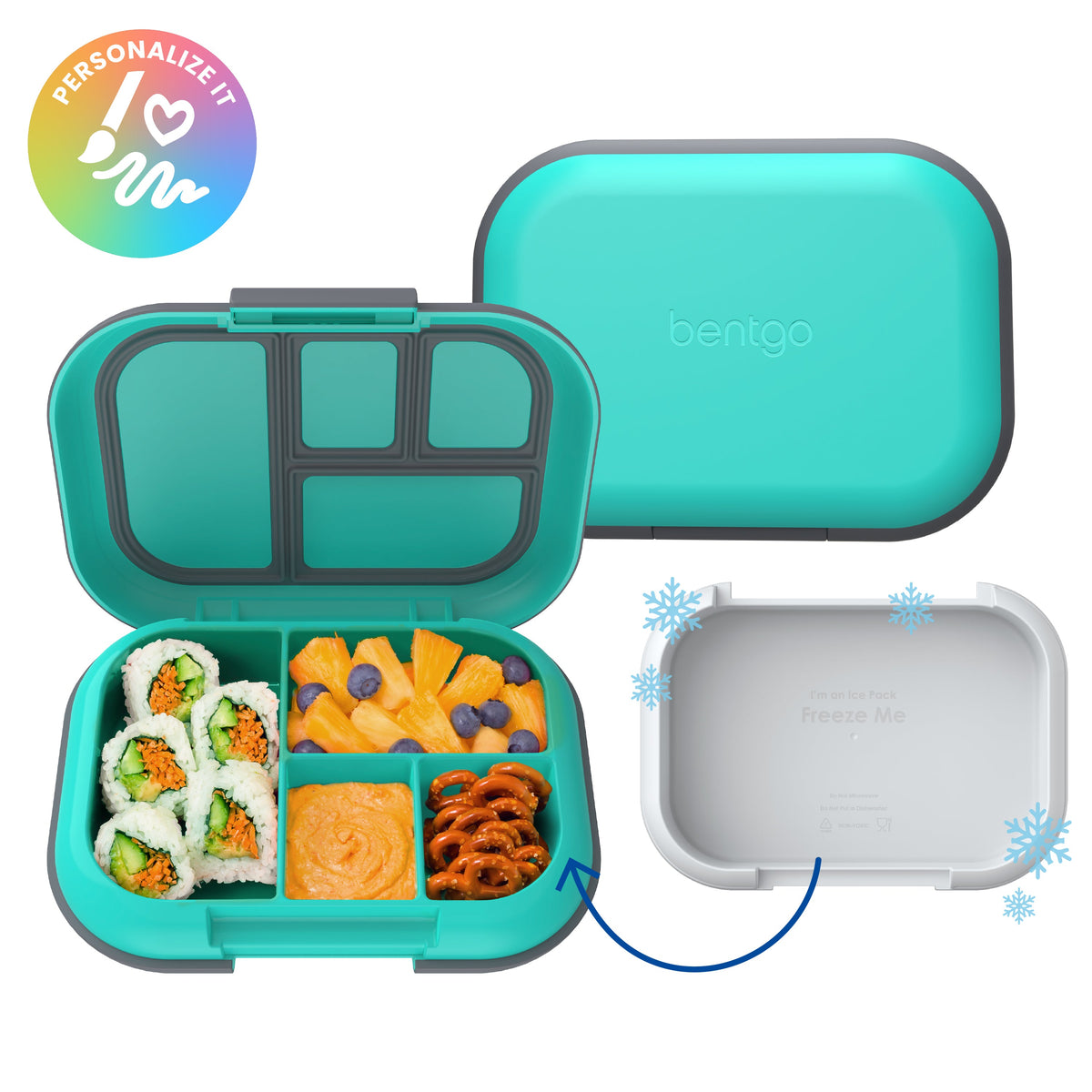 Bentgo Chill Kids Lunch Box - Electric Aqua (Personalized)