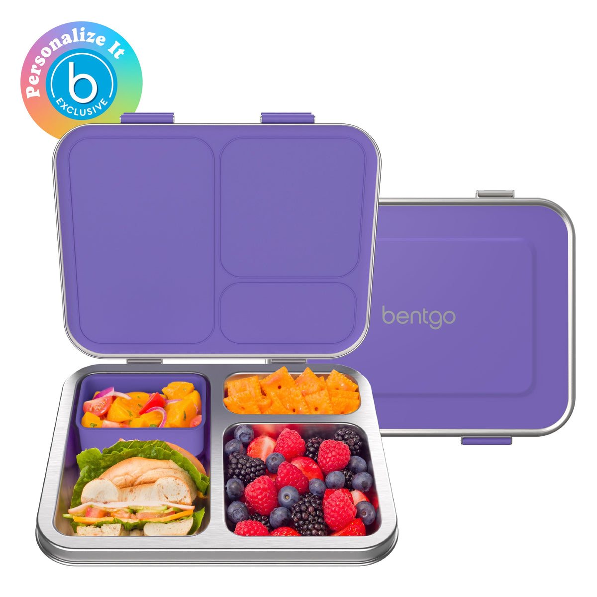 Bentgo Kids Stainless Steel Lunch Box - Purple (Personalized)