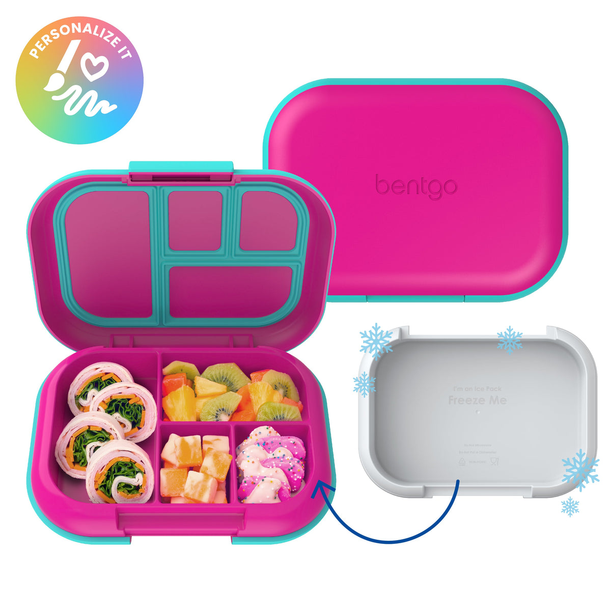 Bentgo Chill Kids Lunch Box - Fuchsia/Teal (Personalized)