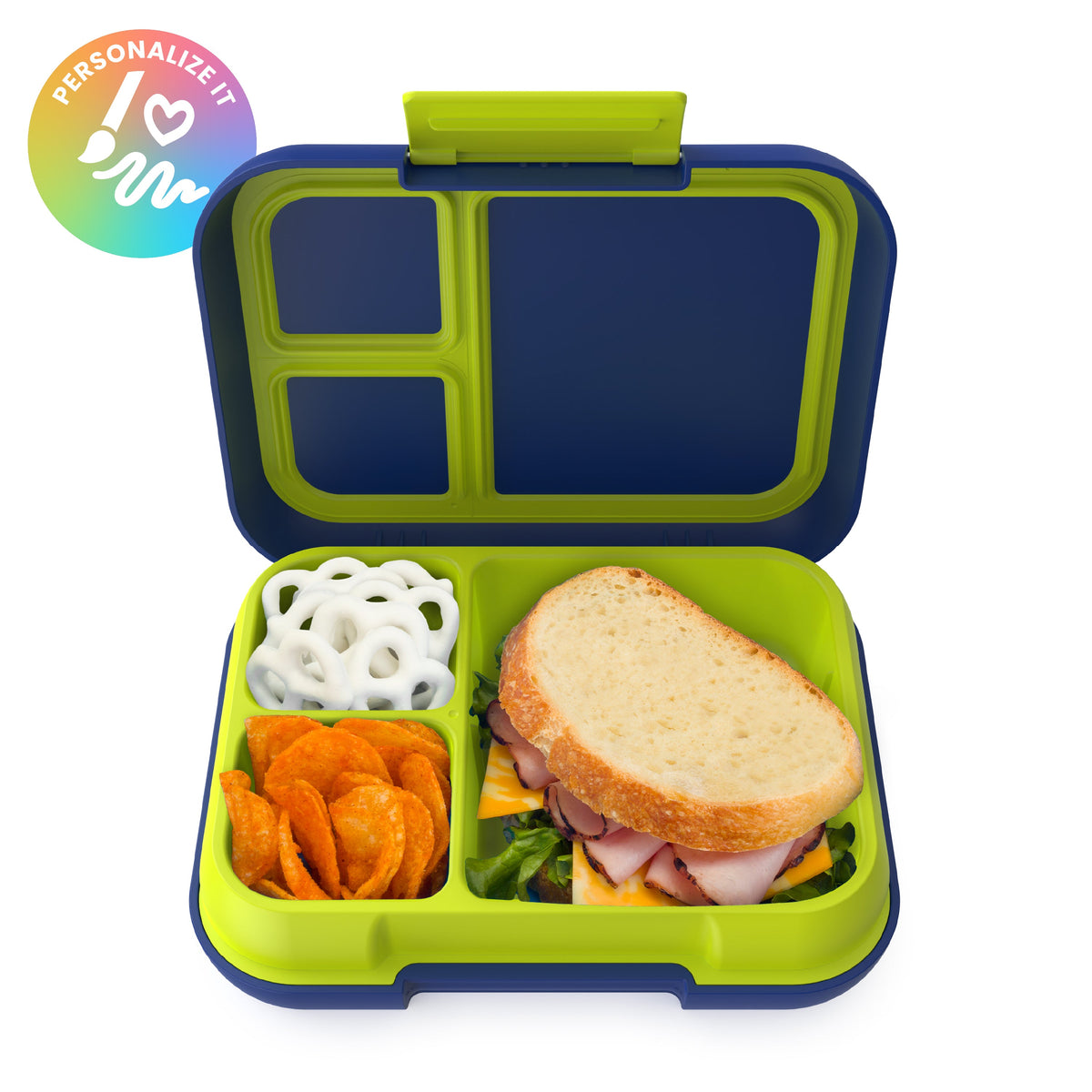 Bentgo Pop Lunch Box - Navy Blue/Chartreuse (Personalized)