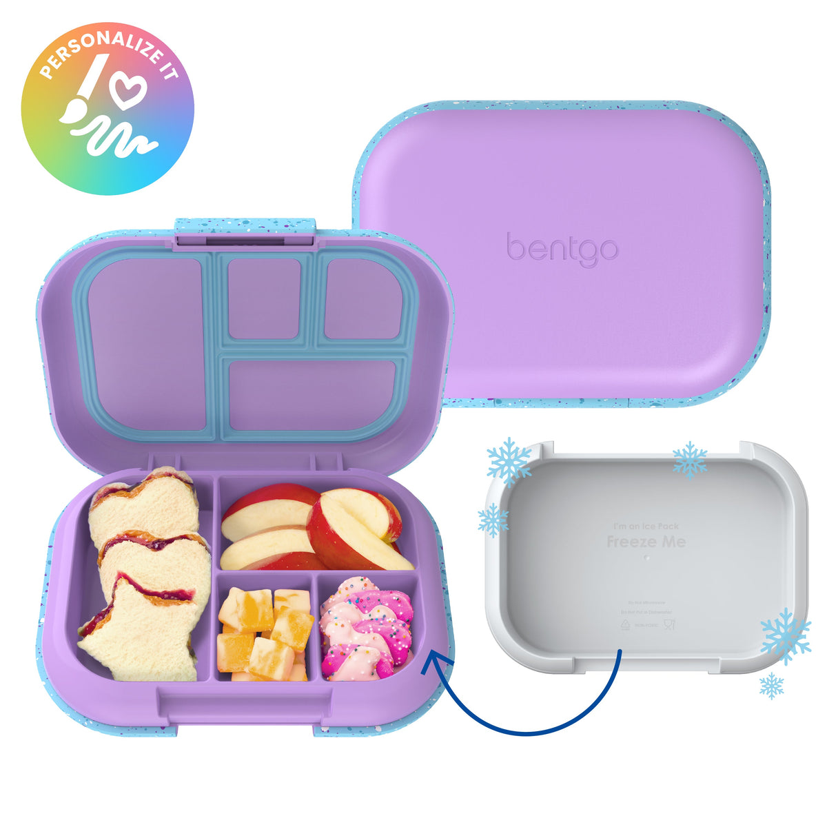 Bentgo Chill Kids Lunch Box - Vivid Orchid Speckle (Personalized)